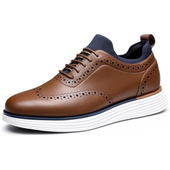 Men's MaxFlex Dress Sneakers Oxfords Casual Wingtip Brogue Shoes - Picture 7 of 7